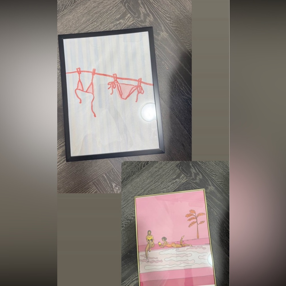 Framed Bikini and Palm Tree Art Set